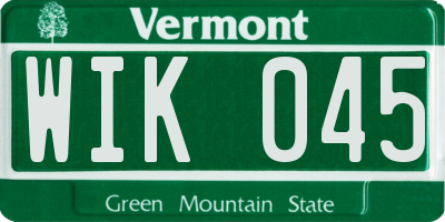 VT license plate WIK045