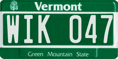 VT license plate WIK047