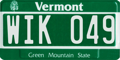 VT license plate WIK049
