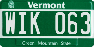 VT license plate WIK063