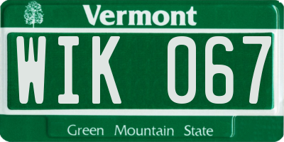 VT license plate WIK067