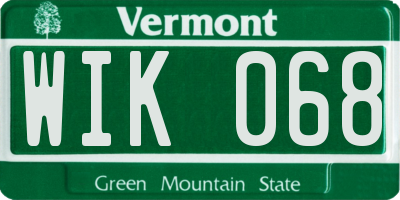 VT license plate WIK068
