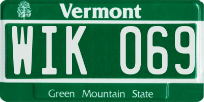 VT license plate WIK069
