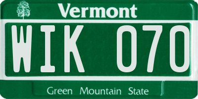 VT license plate WIK070