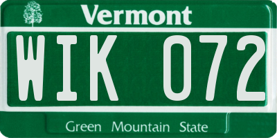VT license plate WIK072