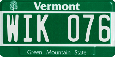 VT license plate WIK076