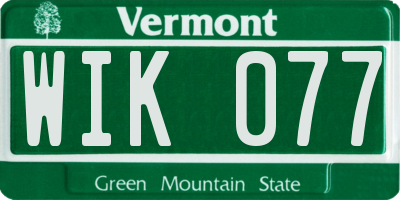 VT license plate WIK077