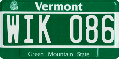 VT license plate WIK086