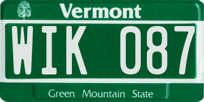 VT license plate WIK087