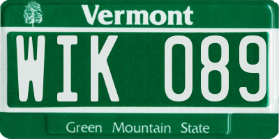 VT license plate WIK089