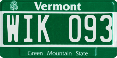 VT license plate WIK093