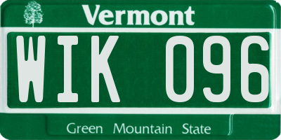 VT license plate WIK096