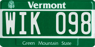 VT license plate WIK098
