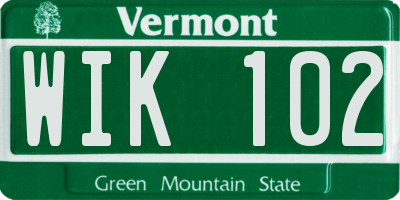 VT license plate WIK102