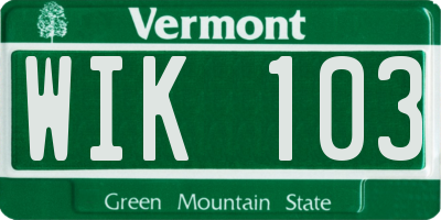 VT license plate WIK103