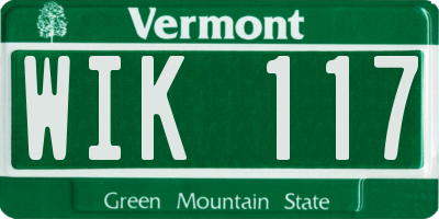 VT license plate WIK117