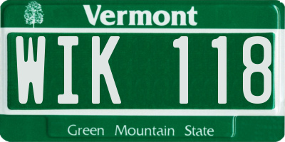 VT license plate WIK118