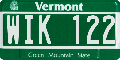 VT license plate WIK122