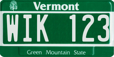 VT license plate WIK123