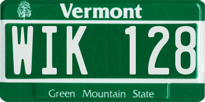 VT license plate WIK128