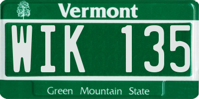 VT license plate WIK135