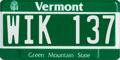 VT license plate WIK137