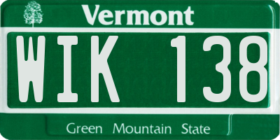VT license plate WIK138