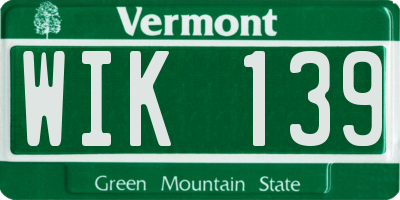 VT license plate WIK139
