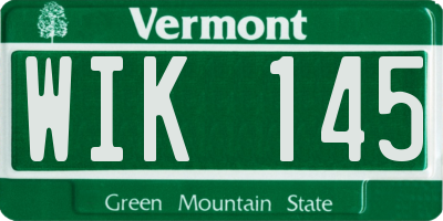 VT license plate WIK145