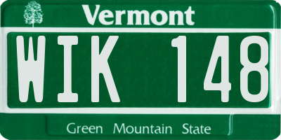 VT license plate WIK148