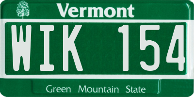 VT license plate WIK154