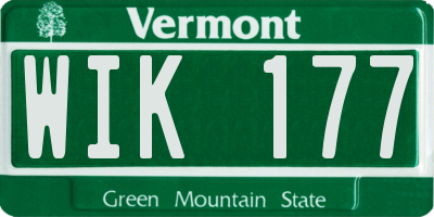 VT license plate WIK177