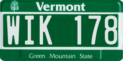VT license plate WIK178