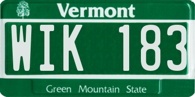 VT license plate WIK183