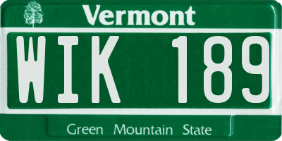 VT license plate WIK189