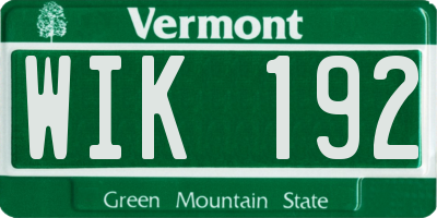 VT license plate WIK192