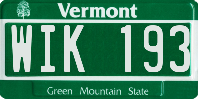 VT license plate WIK193