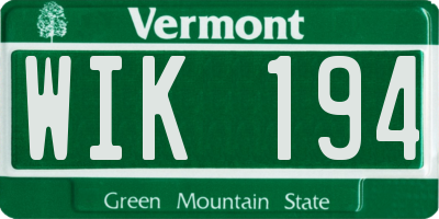 VT license plate WIK194