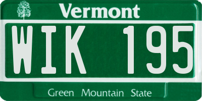 VT license plate WIK195