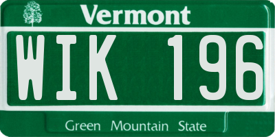 VT license plate WIK196
