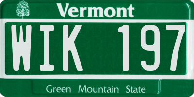 VT license plate WIK197