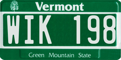 VT license plate WIK198