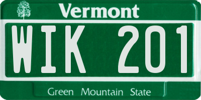 VT license plate WIK201