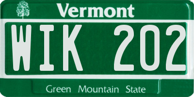 VT license plate WIK202