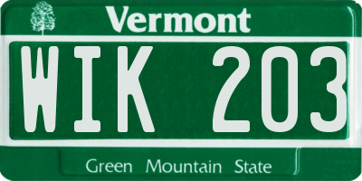 VT license plate WIK203