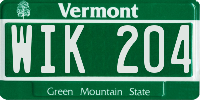 VT license plate WIK204