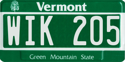 VT license plate WIK205