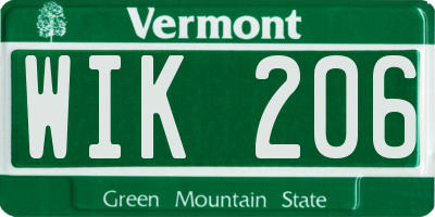 VT license plate WIK206