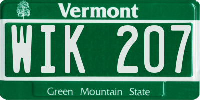 VT license plate WIK207