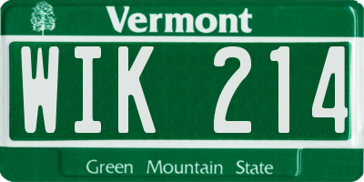 VT license plate WIK214